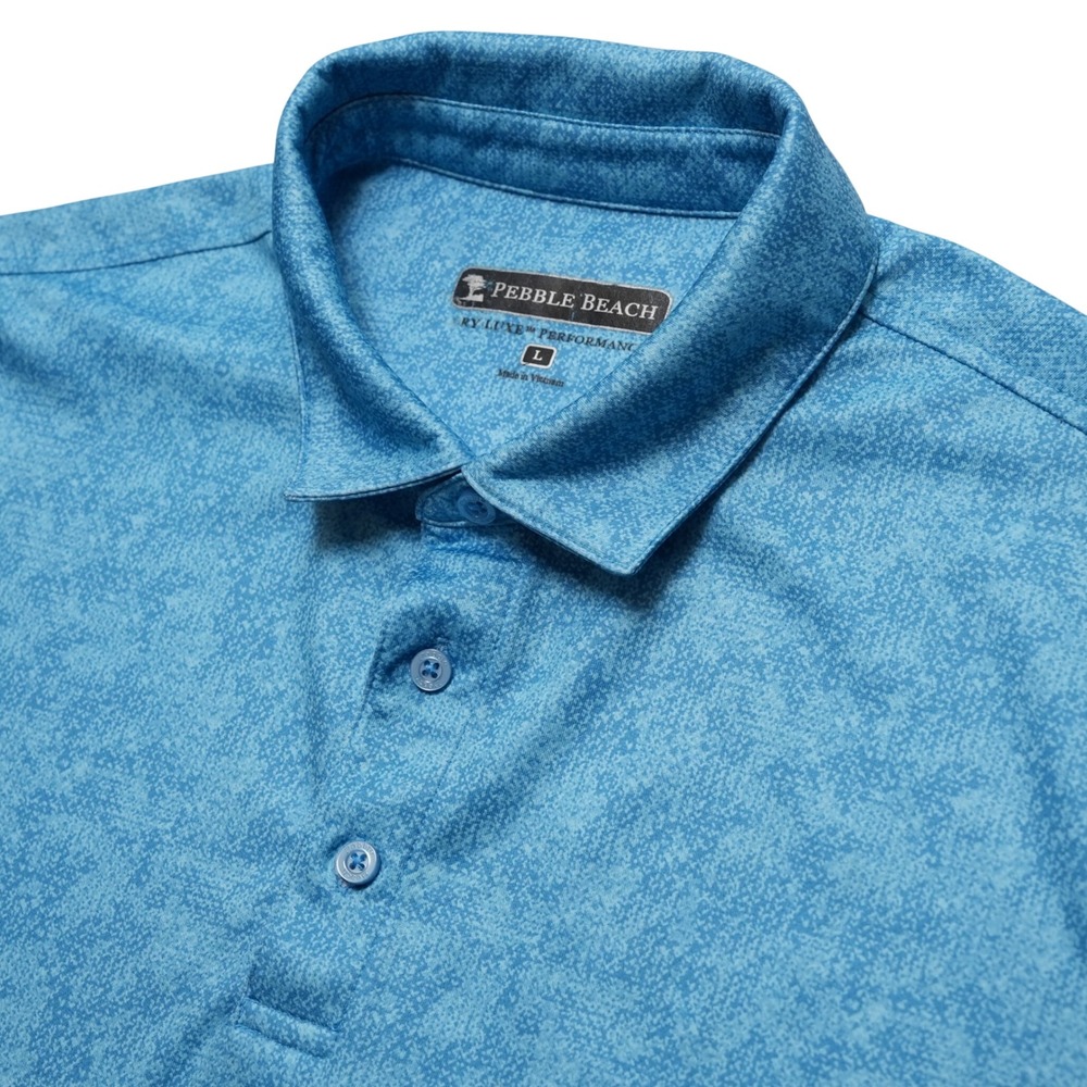 Pebble Beach Mens Large Blue Golf Polo Dry Luxe Performance Shirt Flaw